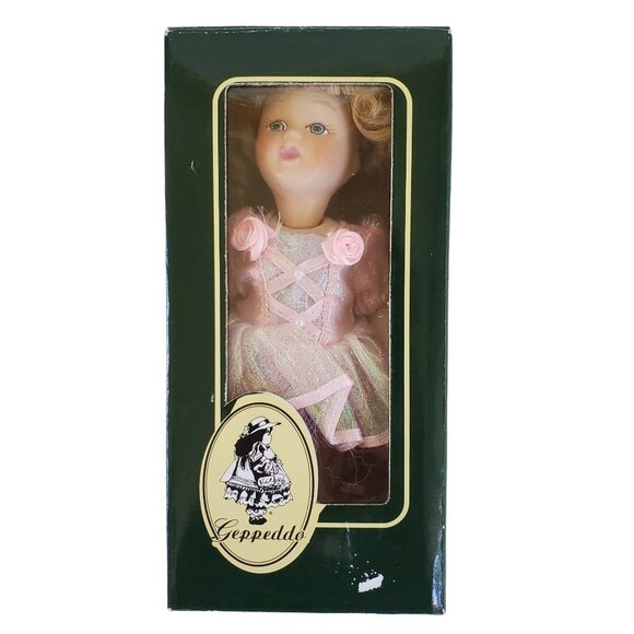 Geppeddo Collectible Porcelain Ballerina Doll 7" Pink Dress & Ballet Shoes Boxed - Picture 4 of 11